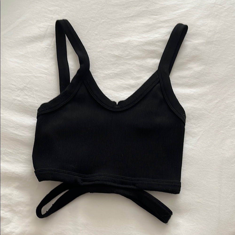 Black Ribbed Crop Top